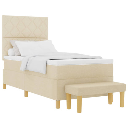 Letto a molle con materasso Crema 100 x 200 cm Tessuto