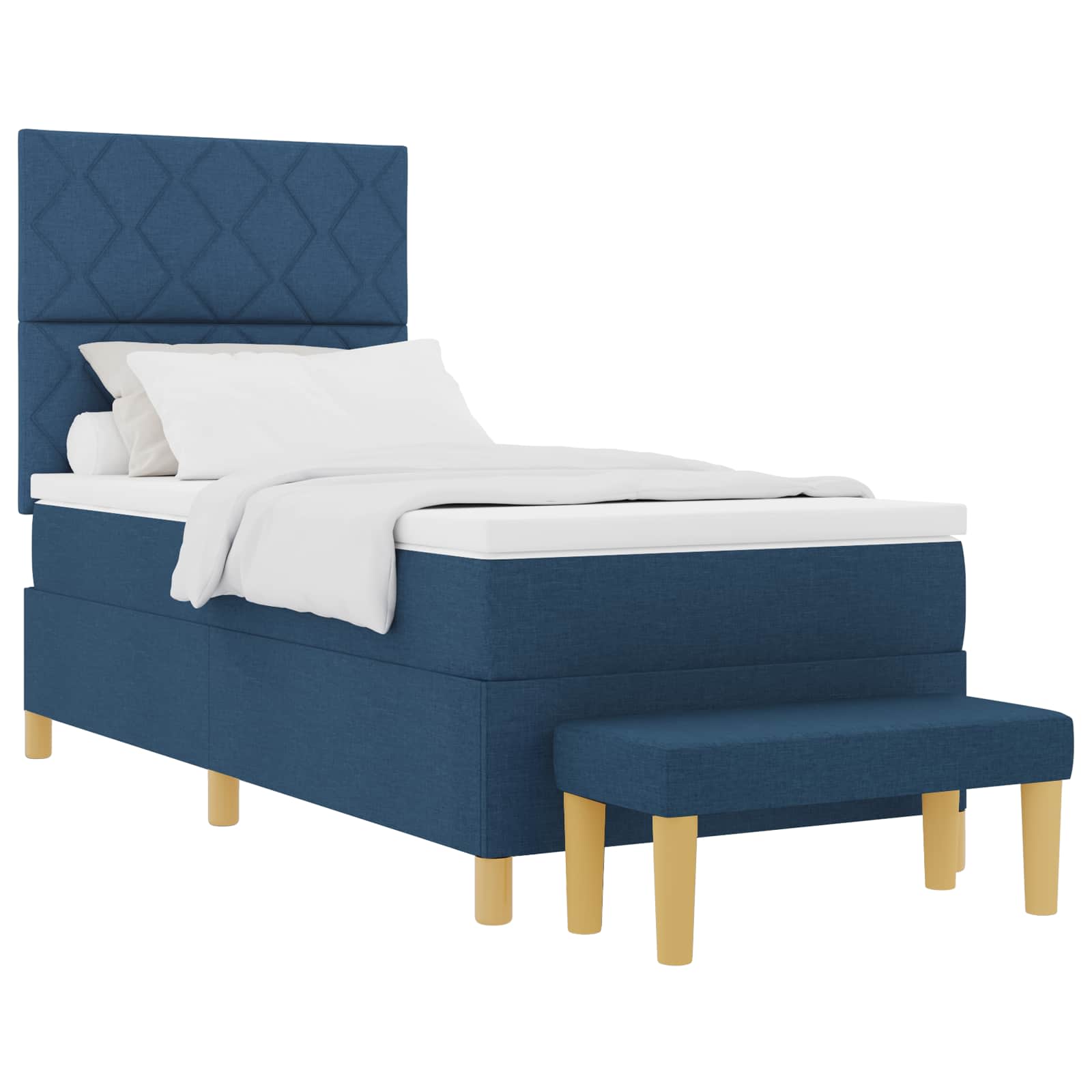 Letto a molle con testiera Blu 200 x 100 cm Tessuto | homemem39