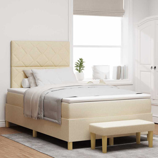 Letto a molle con testiera Crema 190 x 120 cm Tessuto | homemem39