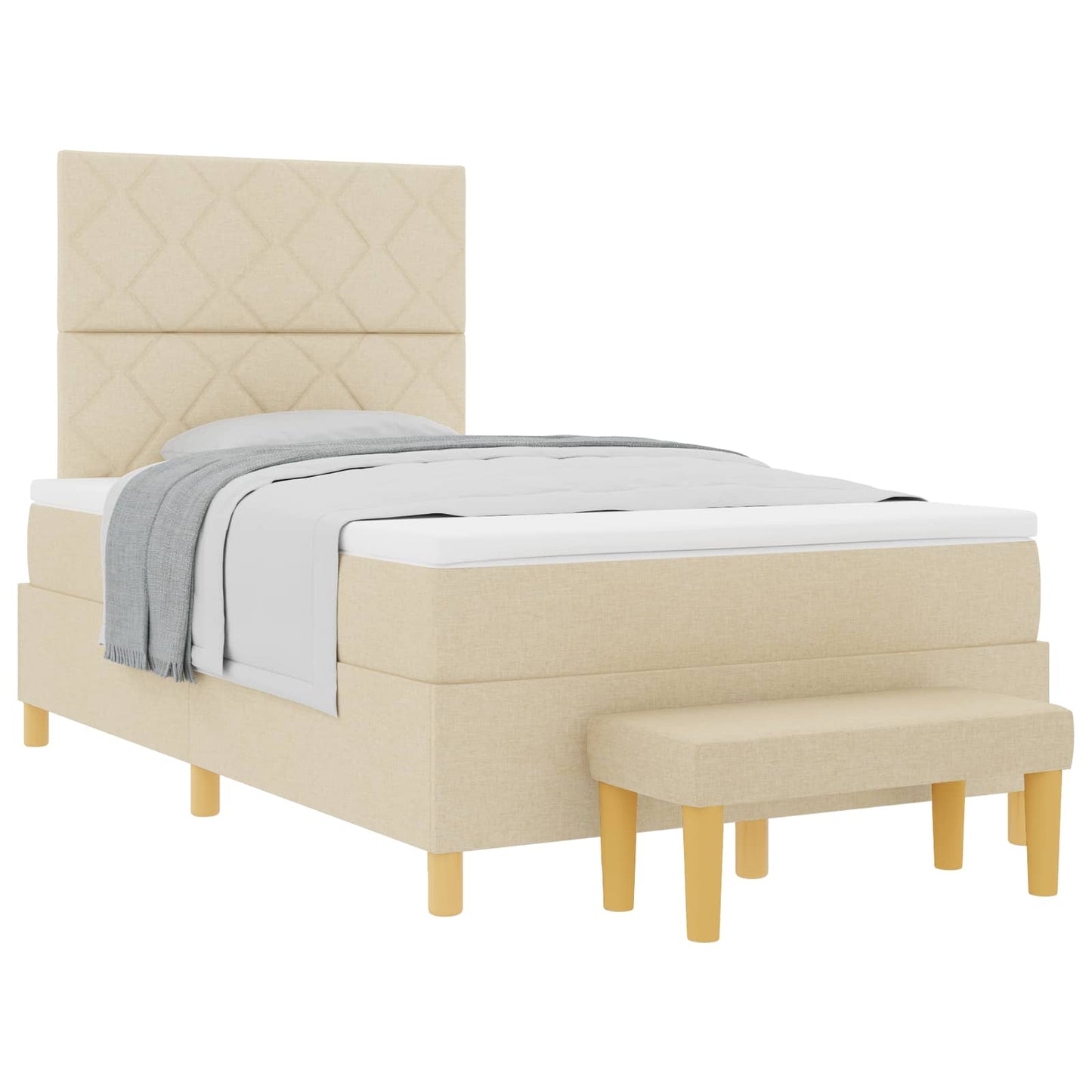 Letto a molle con testiera Crema 190 x 120 cm Tessuto | homemem39