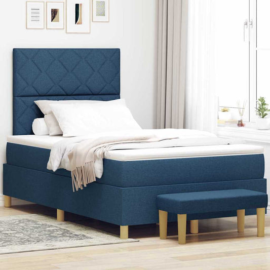 Letto a molle con cuscino con testiera Blu 190 x 120 cm Tessuto | homemem39