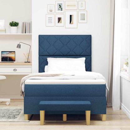 Letto a molle con cuscino con testiera Blu 190 x 120 cm Tessuto | homemem39