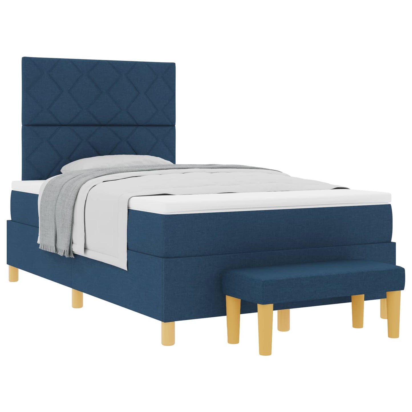 Letto a molle con cuscino con testiera Blu 190 x 120 cm Tessuto | homemem39