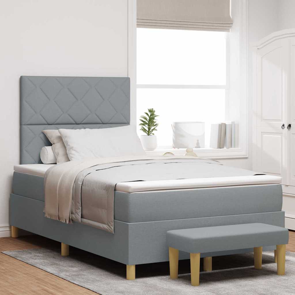 Letto a molle con cuscino Grigio chiaro 200 x 120 cm Tessuto | homemem39