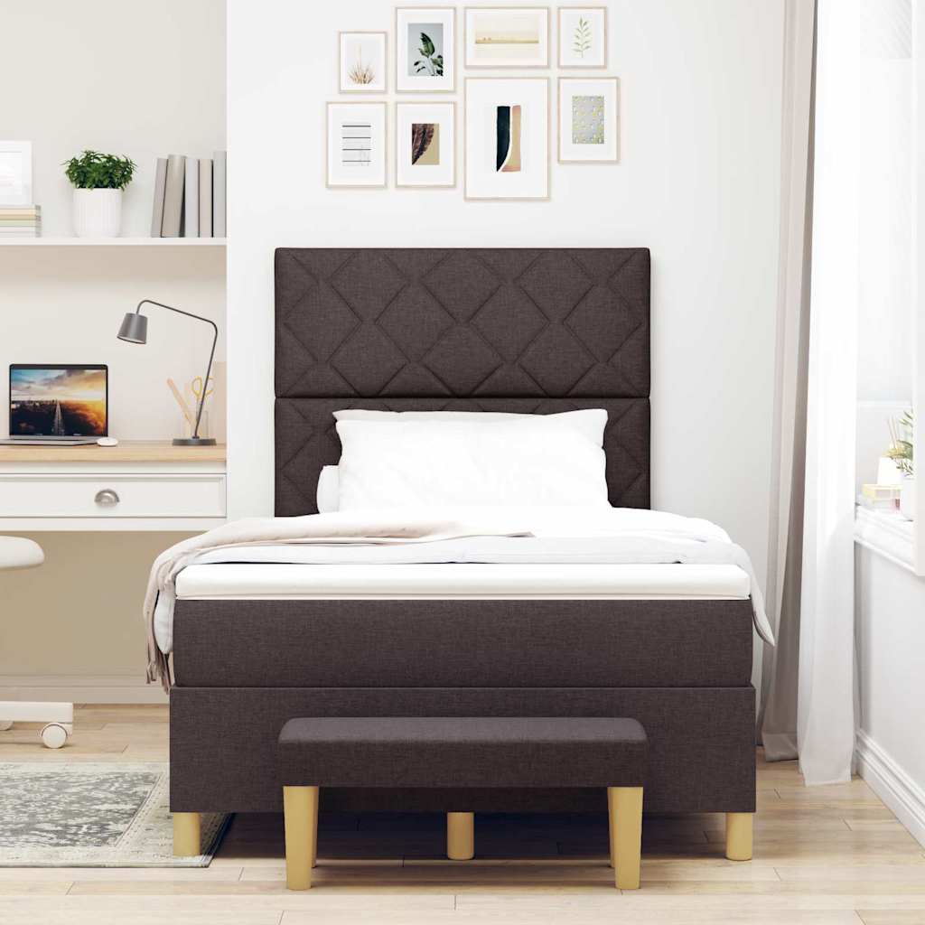 Letto a molle con testiera Marrone scuro 200 x 120 cm Tessuto | homemem39