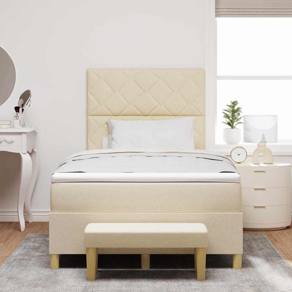 Letto a molle con testiera Crema 200 x 120 cm Tessuto | homemem39