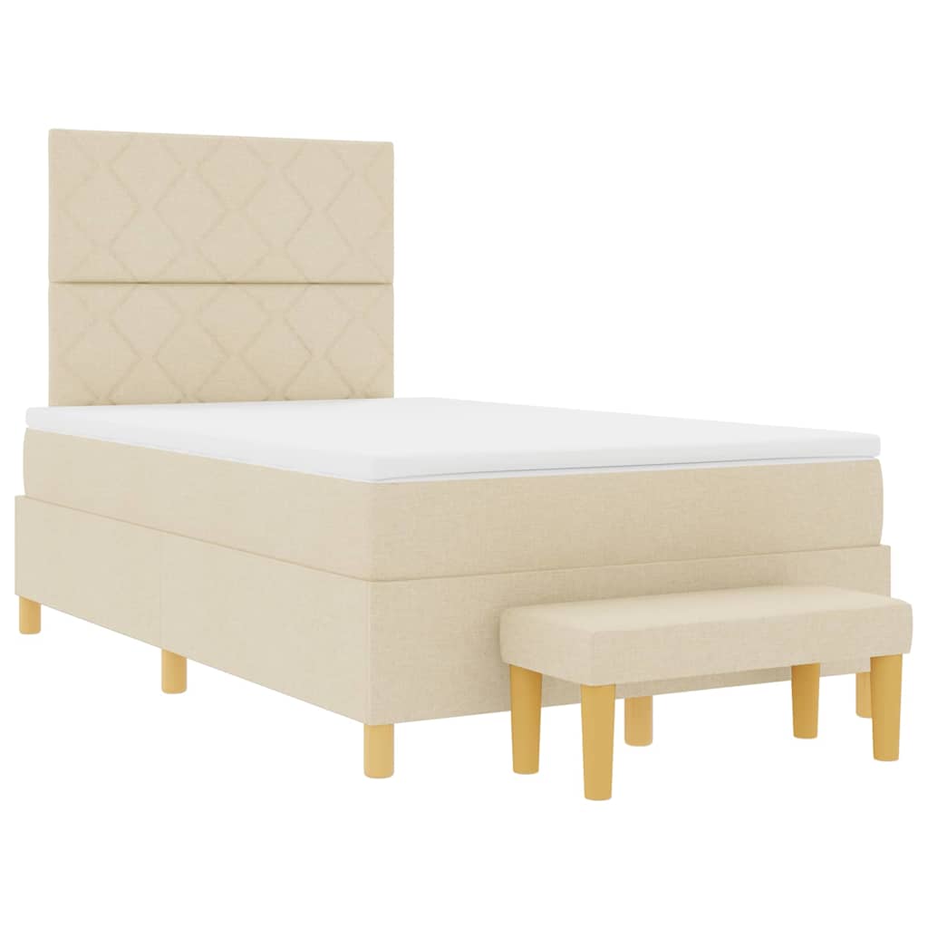 Letto a molle con testiera Crema 200 x 120 cm Tessuto | homemem39