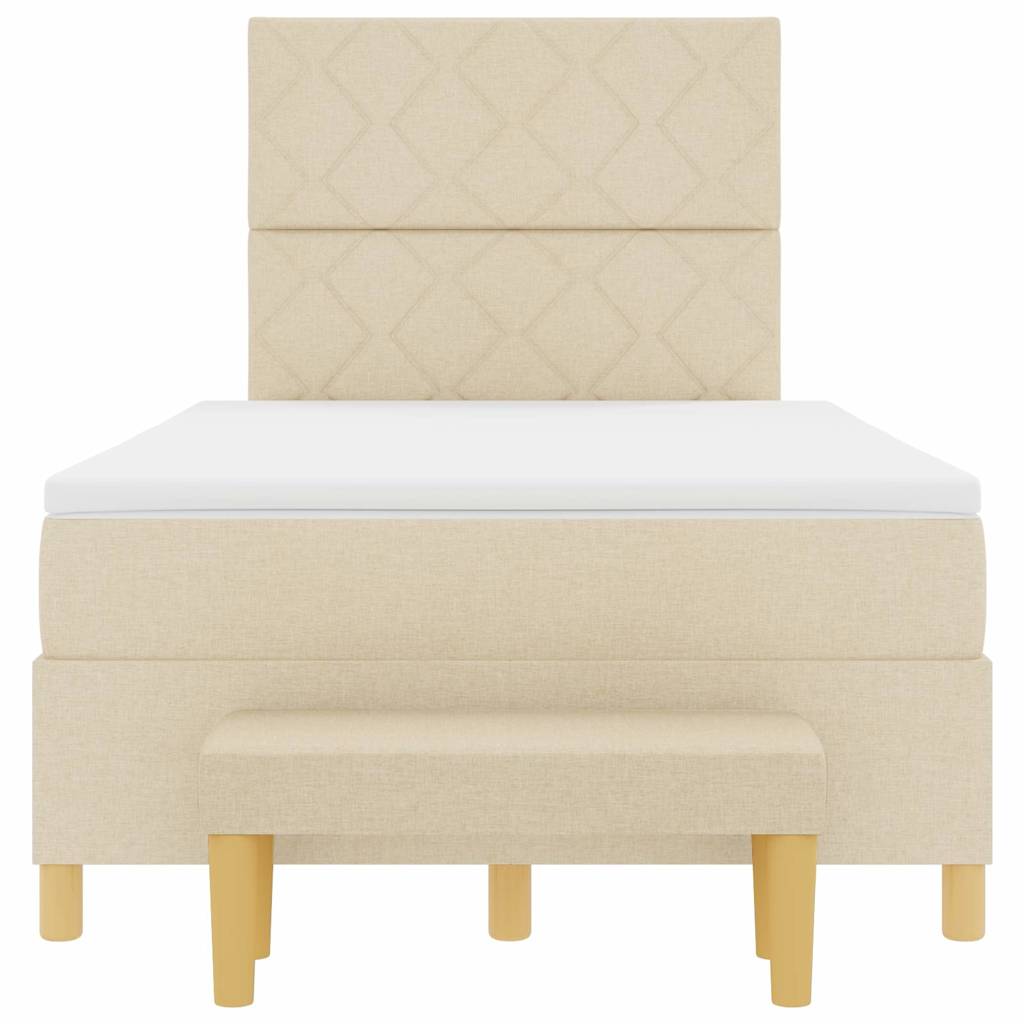 Letto a molle con testiera Crema 200 x 120 cm Tessuto | homemem39