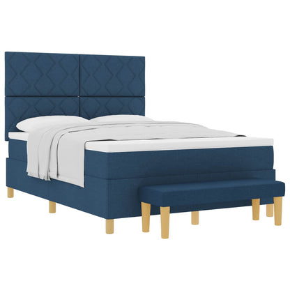 Letto a molle con cuscino con testiera Blu 190 x 140 cm Tessuto | homemem39