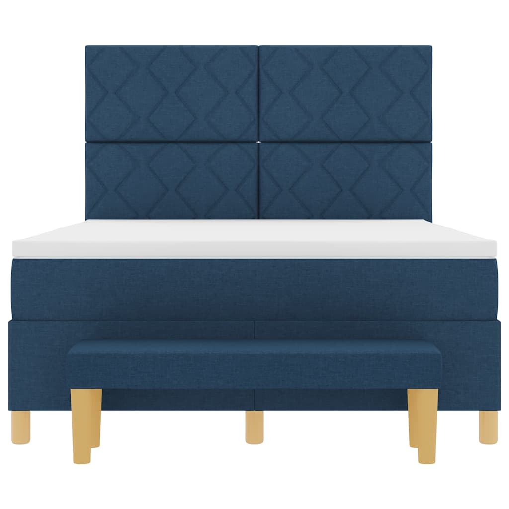 Letto a molle con cuscino con testiera Blu 190 x 140 cm Tessuto | homemem39