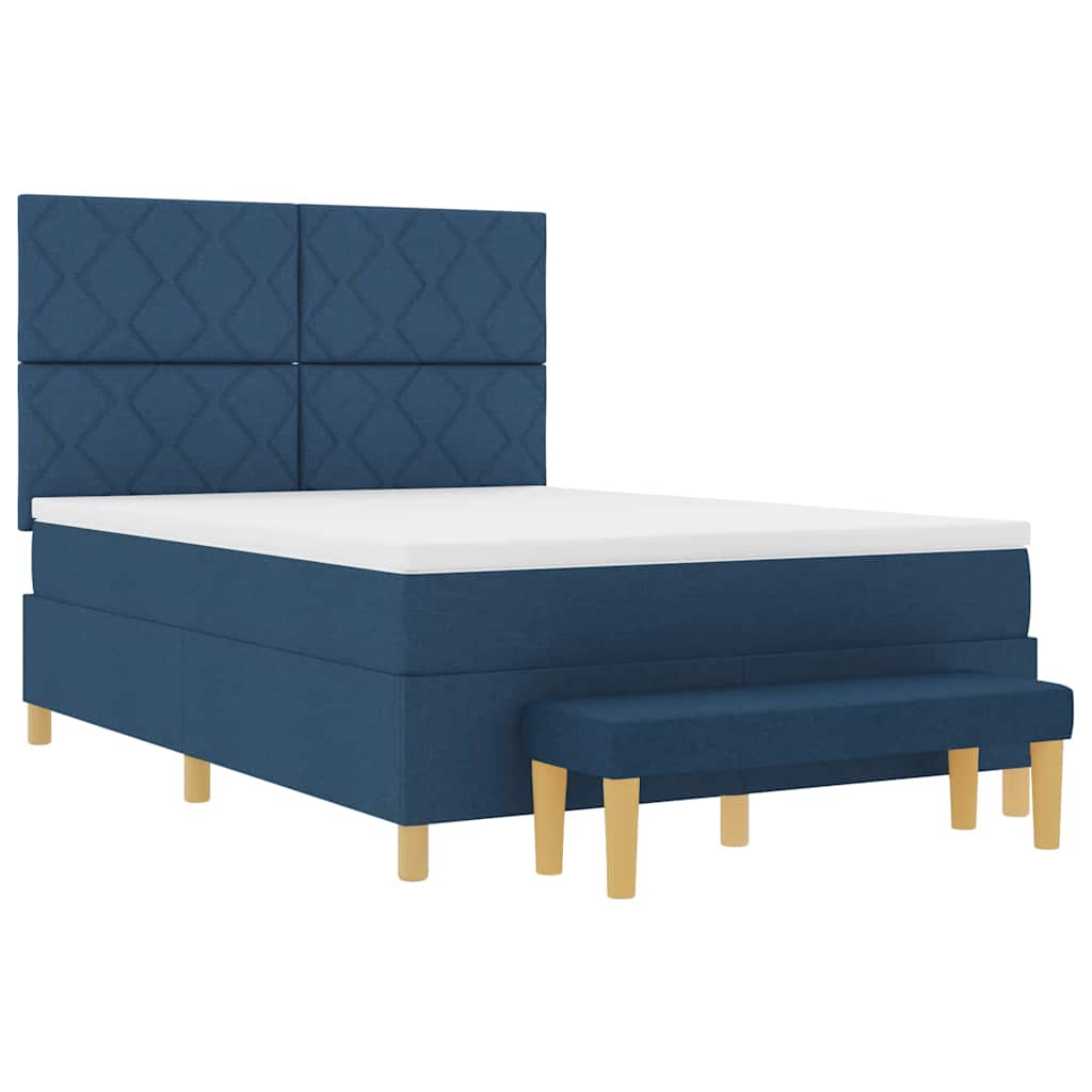 Letto a molle con cuscino con testiera Blu 200 x 140 cm Tessuto | homemem39