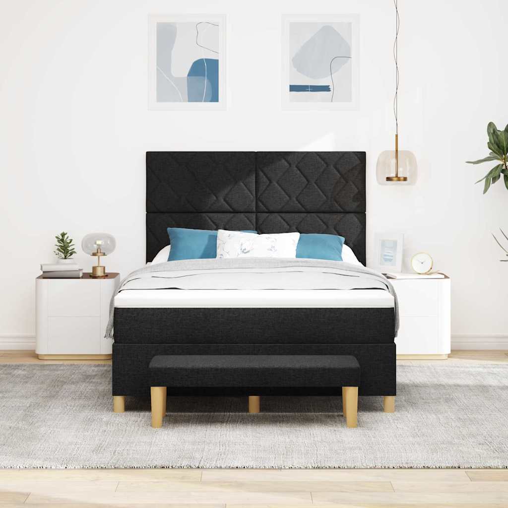 Letto a molle con cuscino Nero 200 x 160 cm Tessuto