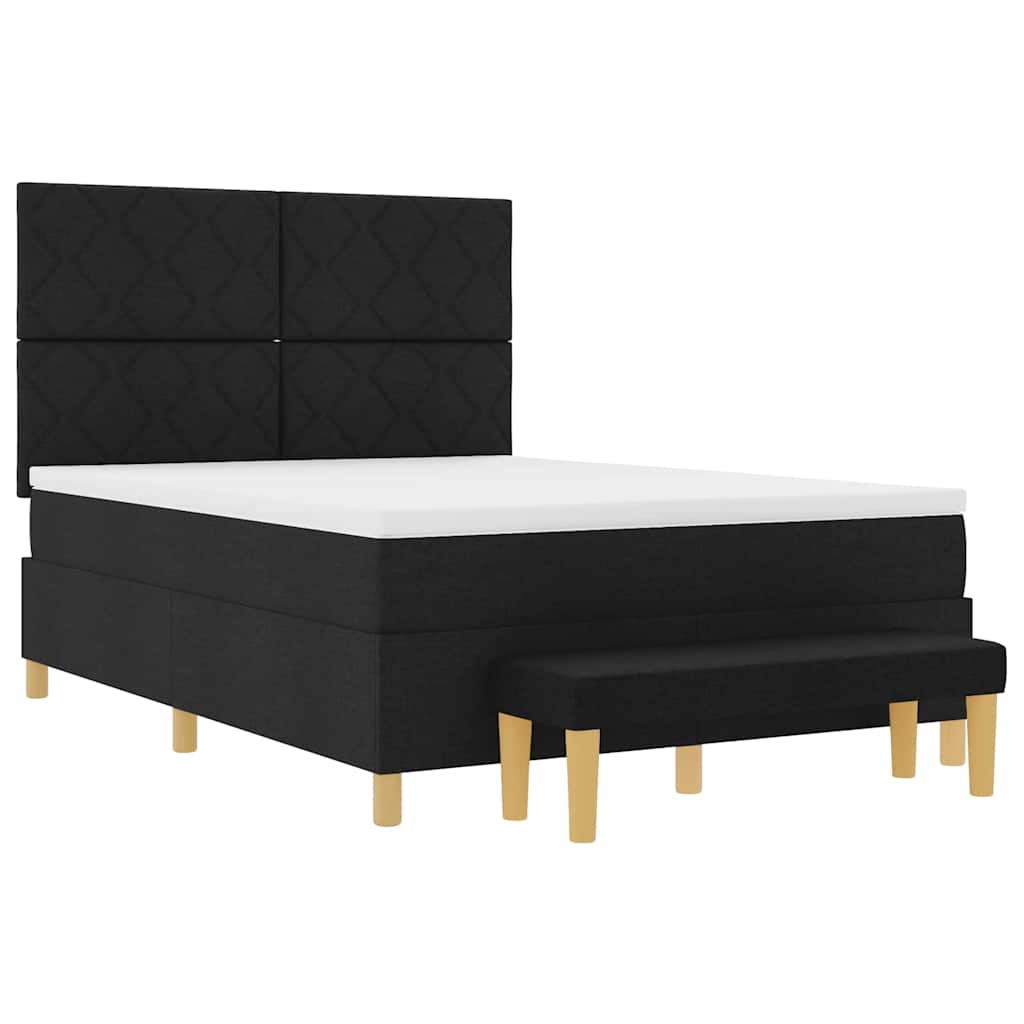 Letto a molle con cuscino Nero 200 x 160 cm Tessuto