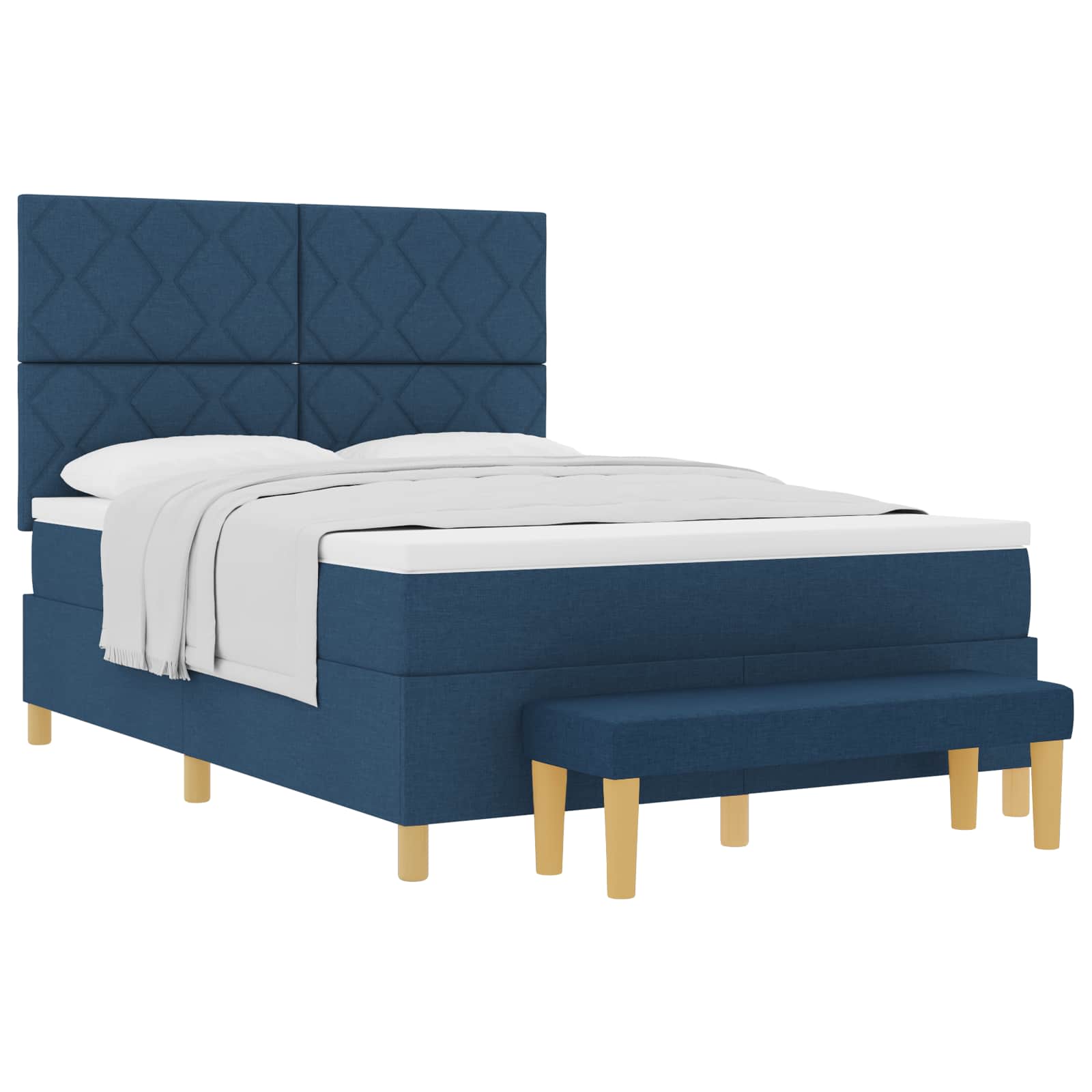 Letto a molle con cuscino con testiera Blu 200 x 160 cm Tessuto | homemem39