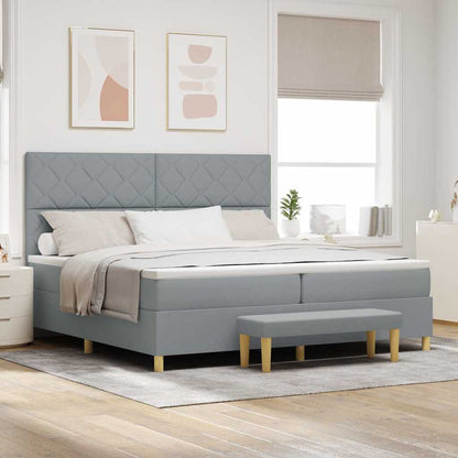 Letto a molle con cuscino Grigio chiaro 200 x 200 cm Tessuto | homemem39