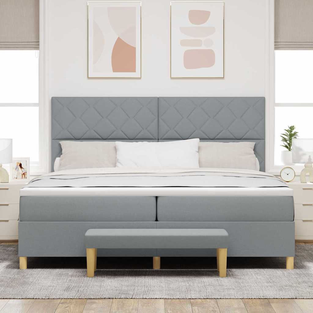 Letto a molle con cuscino Grigio chiaro 200 x 200 cm Tessuto | homemem39