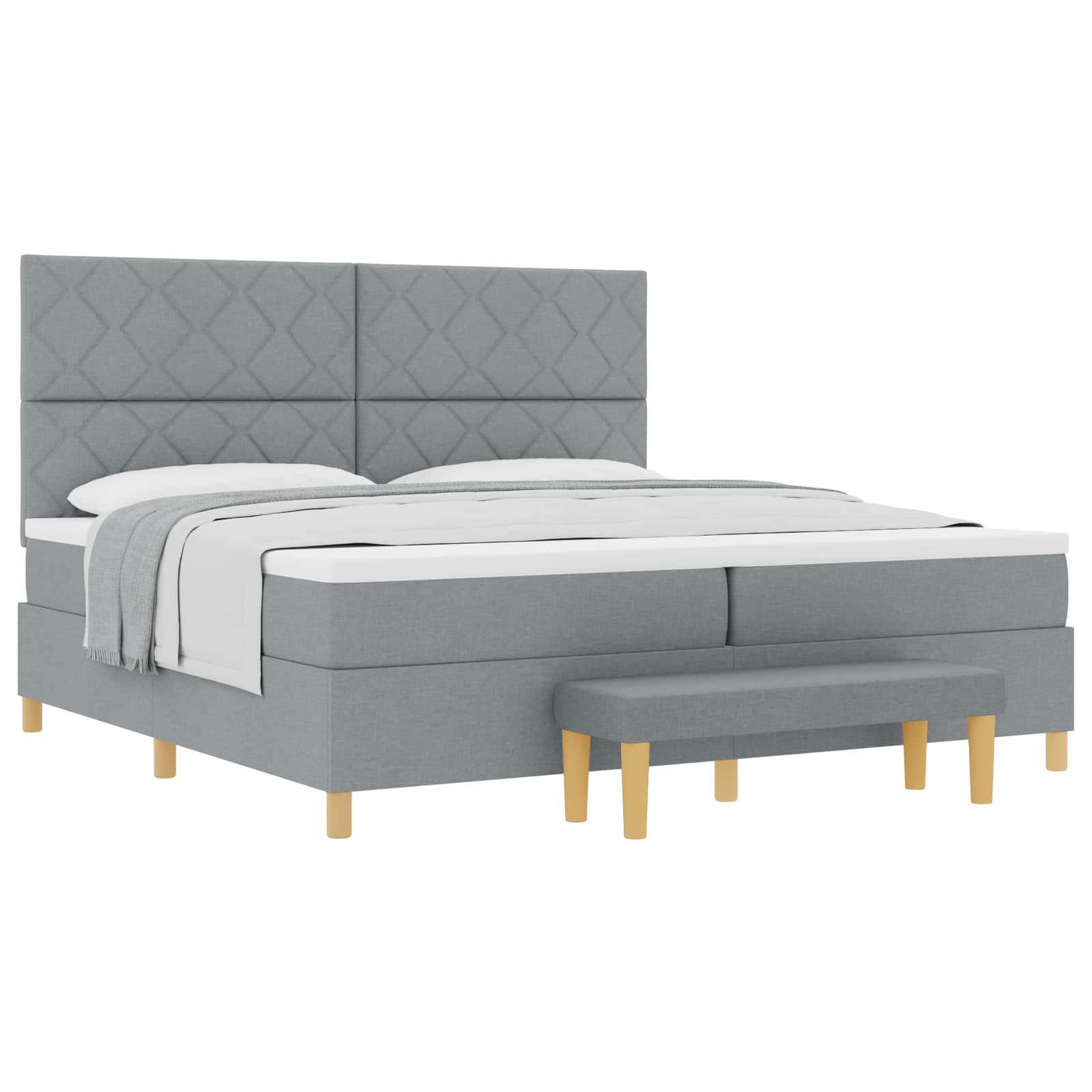 Letto a molle con cuscino Grigio chiaro 200 x 200 cm Tessuto | homemem39