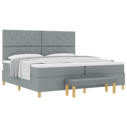 Letto a molle con cuscino Grigio chiaro 200 x 200 cm Tessuto | homemem39