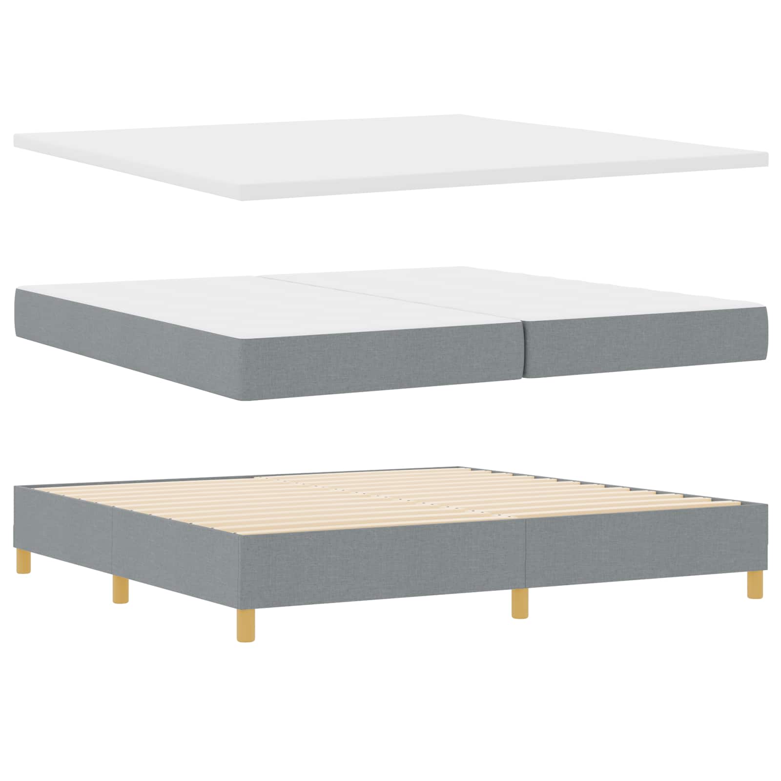 Letto a molle con cuscino Grigio chiaro 200 x 200 cm Tessuto | homemem39