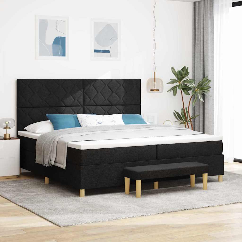 Letto a molle con testiera Nero 200 x 200 cm Tessuto | homemem39