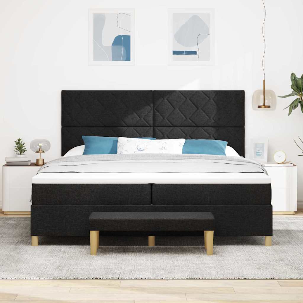 Letto a molle con testiera Nero 200 x 200 cm Tessuto | homemem39