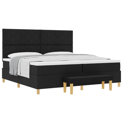Letto a molle con testiera Nero 200 x 200 cm Tessuto | homemem39