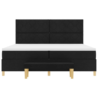 Letto a molle con testiera Nero 200 x 200 cm Tessuto | homemem39