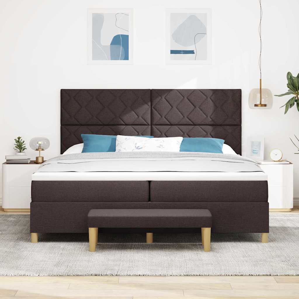 Letto a molle con testiera Marrone Scuro 200 x 200 cm Tessuto | homemem39
