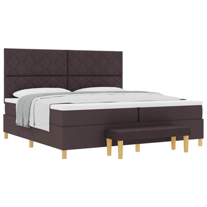 Letto a molle con testiera Marrone Scuro 200 x 200 cm Tessuto | homemem39