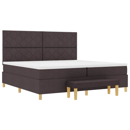 Letto a molle con testiera Marrone Scuro 200 x 200 cm Tessuto | homemem39