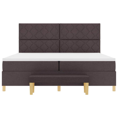 Letto a molle con testiera Marrone Scuro 200 x 200 cm Tessuto | homemem39