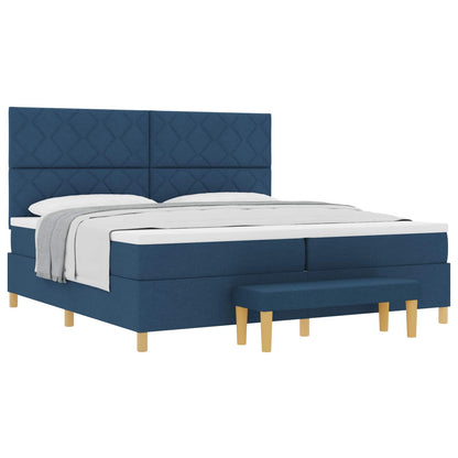 Letto a molle con testiera Blu 200 x 200 cm Tessuto | homemem39