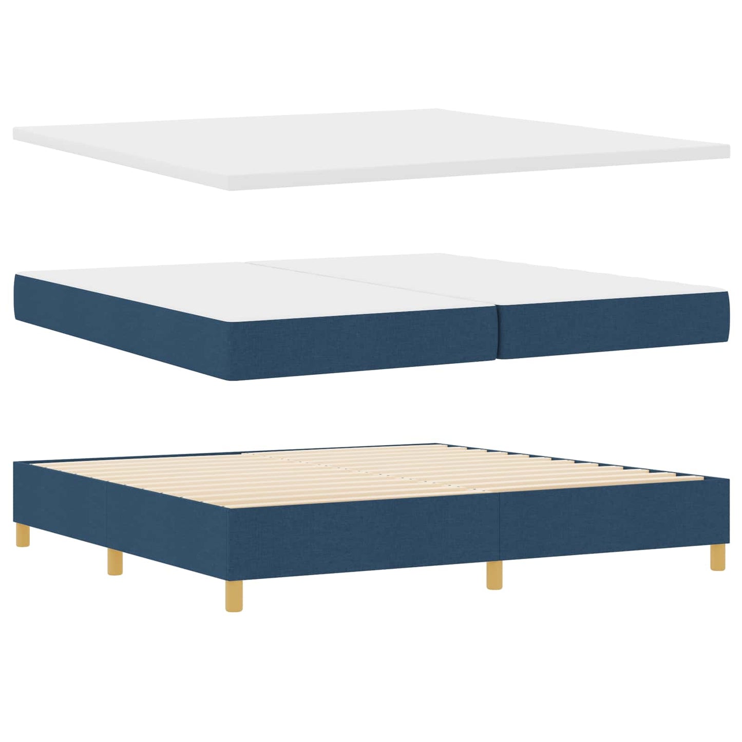 Letto a molle con testiera Blu 200 x 200 cm Tessuto | homemem39