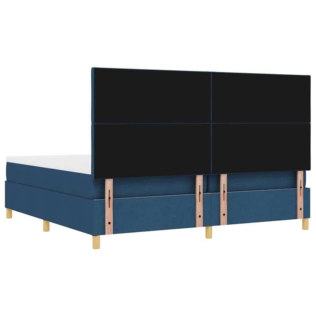 Letto a molle con testiera Blu 200 x 200 cm Tessuto | homemem39