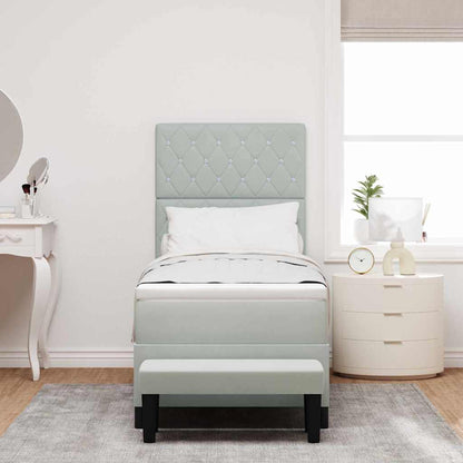 Letto a molle con materasso Grigio chiaro 80 x 200 cm Velluto