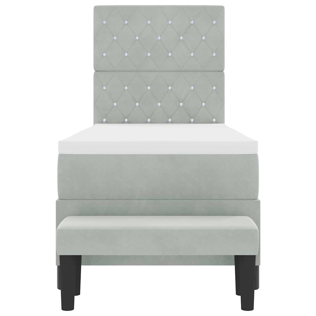 Letto a molle con materasso Grigio chiaro 80 x 200 cm Velluto