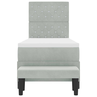 Letto a molle con materasso Grigio chiaro 80 x 200 cm Velluto