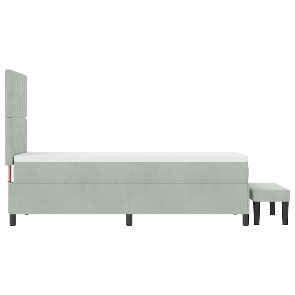 Letto a molle con materasso Grigio chiaro 80 x 200 cm Velluto