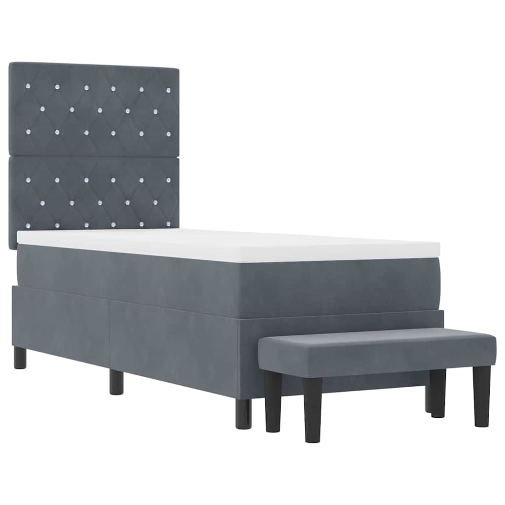 Letto a molle con materasso Grigio scuro 80 x 200 cm Velluto