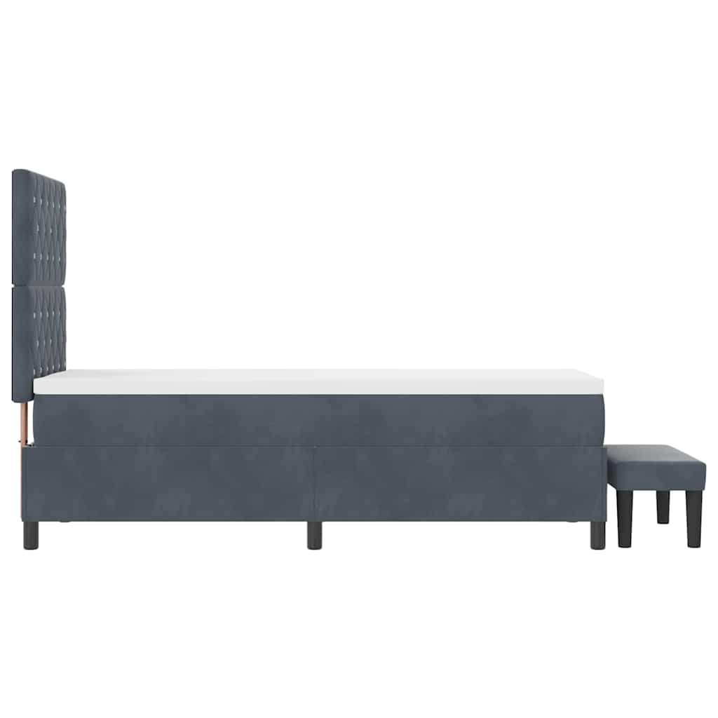 Letto a molle con materasso Grigio scuro 80 x 200 cm Velluto
