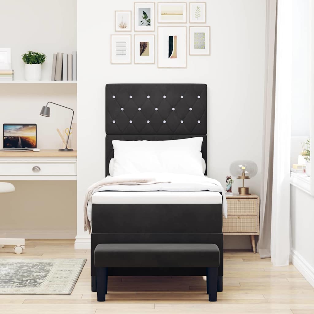 Letto a molle con testiera Nero 200 x 80 cm Velluto | homemem39