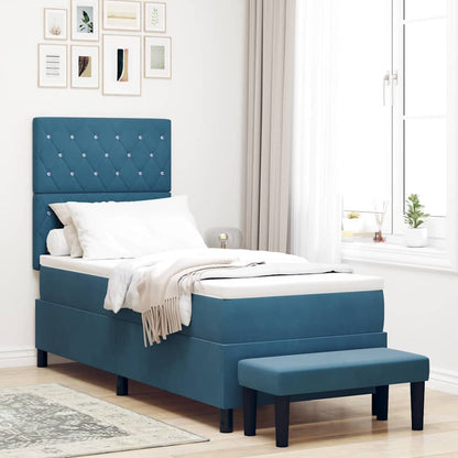 Letto a molle con cuscino Blu scuro 200 x 80 cm Velluto