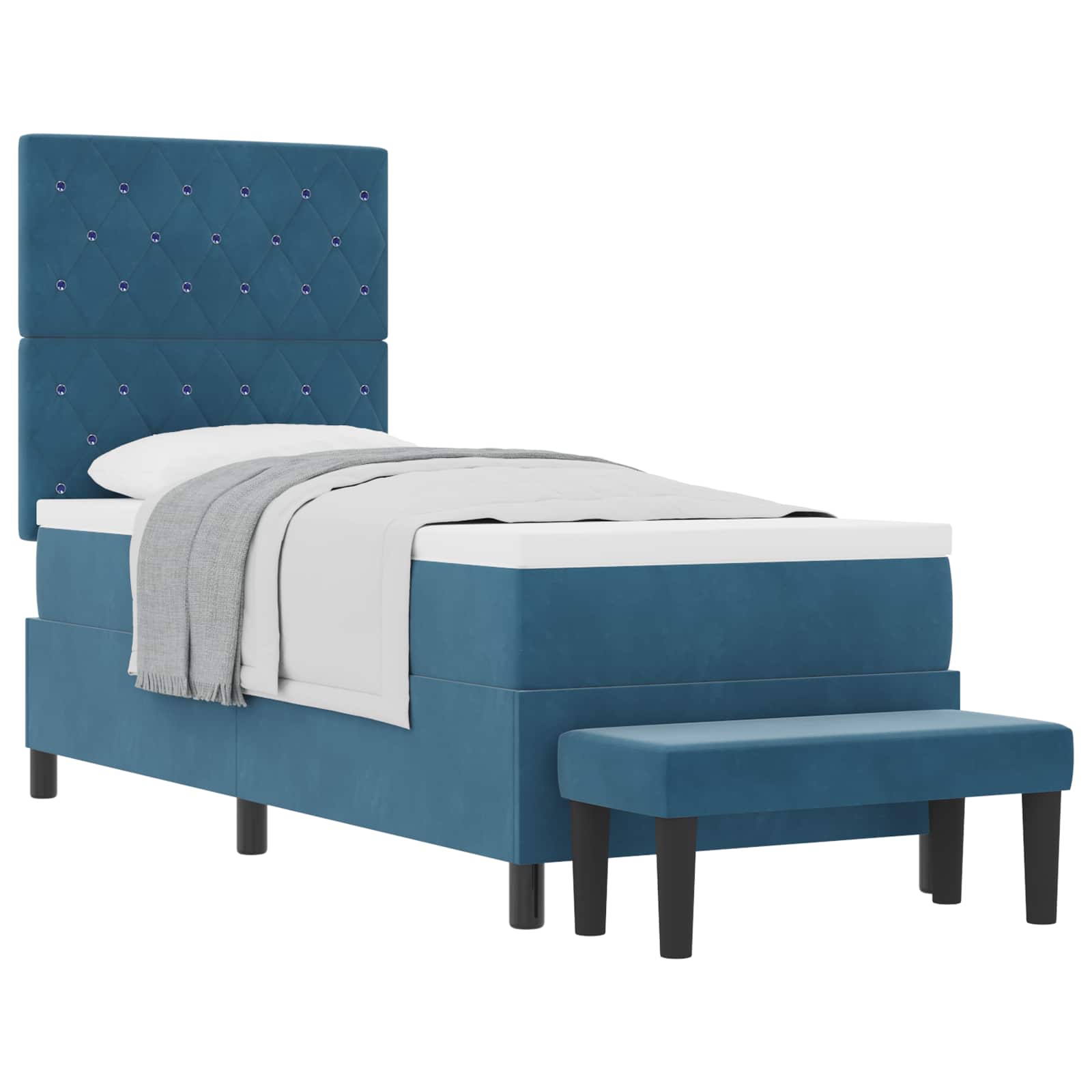 Letto a molle con cuscino Blu scuro 200 x 80 cm Velluto | homemem39