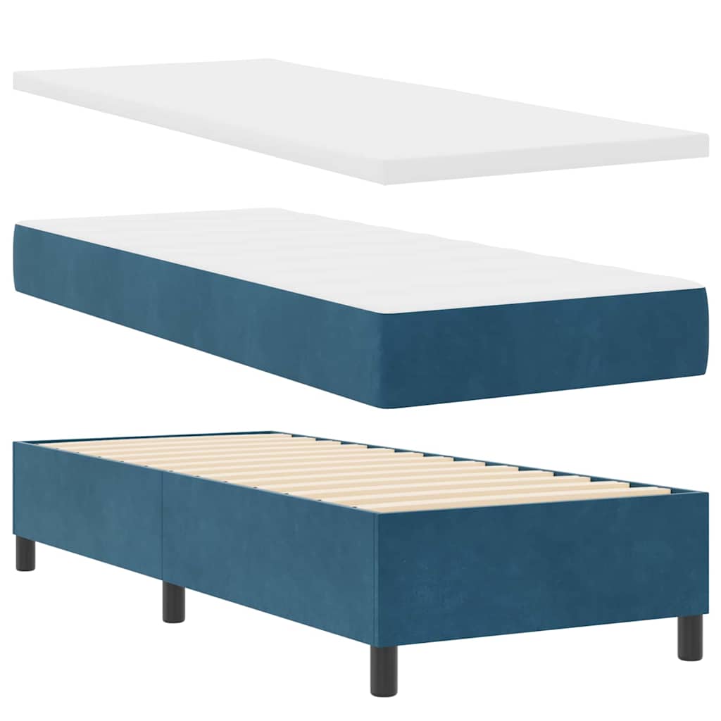 Letto a molle con cuscino Blu scuro 200 x 80 cm Velluto | homemem39