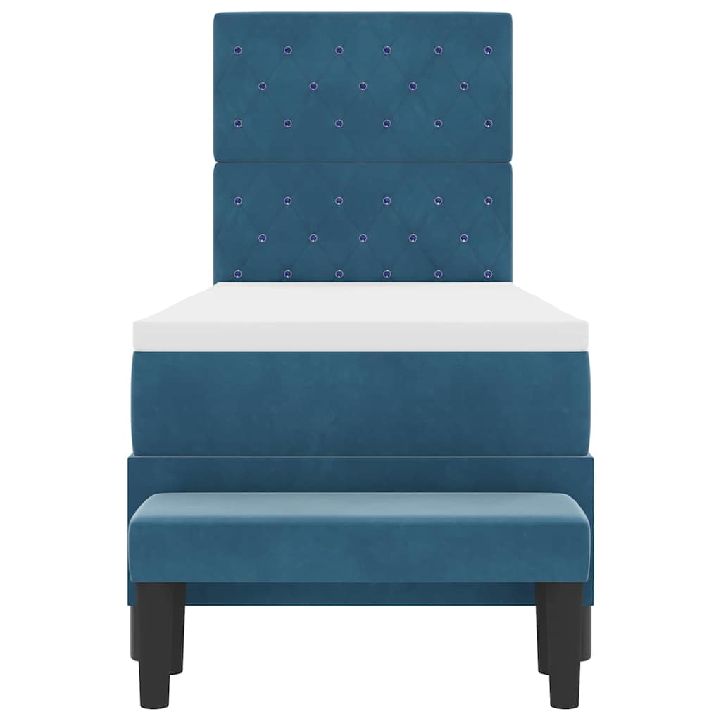 Letto a molle con cuscino Blu scuro 200 x 80 cm Velluto | homemem39