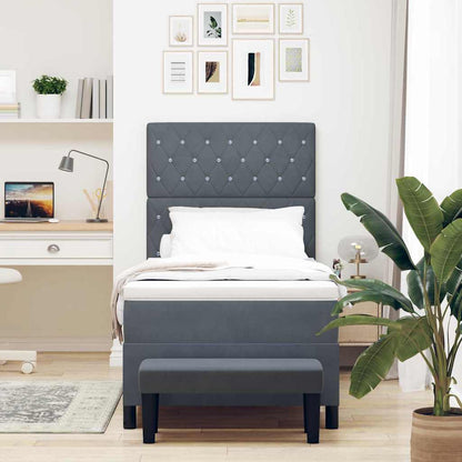 Letto a molle con testiera Grigio scuro 190 x 90 cm Velluto | homemem39
