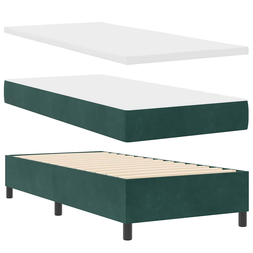 Letto a molle con materasso Verde Scuro 90 x 190 cm Velluto