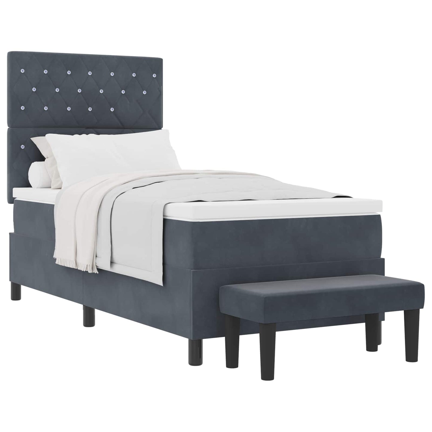 Letto a molle con testiera Grigio scuro 200 x 90 cm Velluto | homemem39