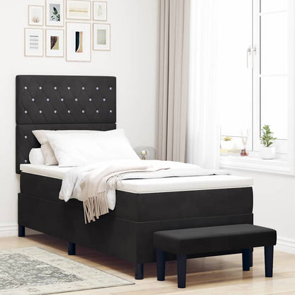 Letto a molle con testiera Nero 200 x 90 cm Velluto | homemem39