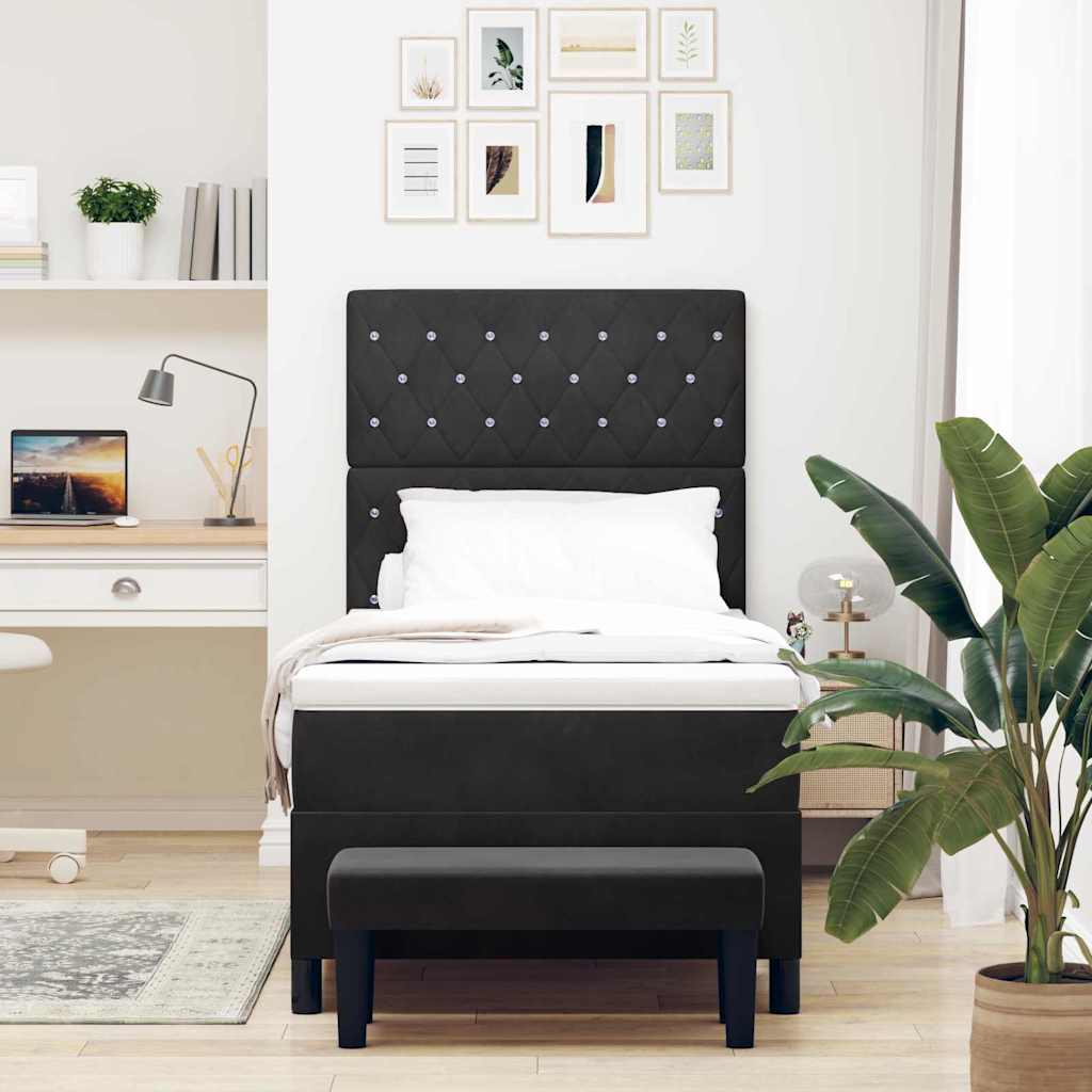 Letto a molle con testiera Nero 200 x 90 cm Velluto | homemem39